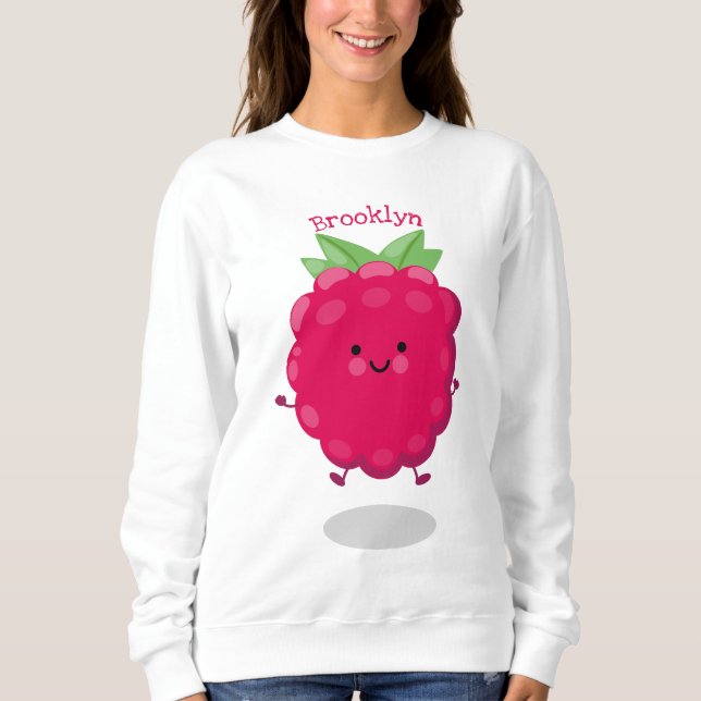 Tecknad av cute lycklig-hallon t shirt (Framsida)