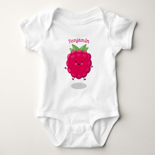 Tecknad av cute lycklig-hallon t shirt (Framsida)
