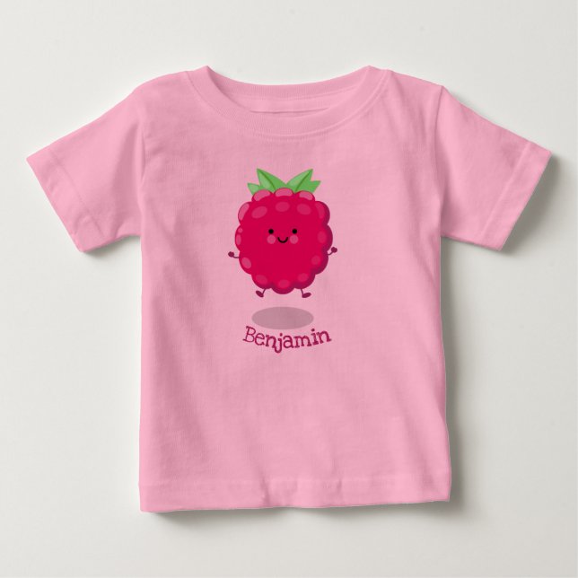 Tecknad av cute lycklig-hallon t shirt (Framsida)