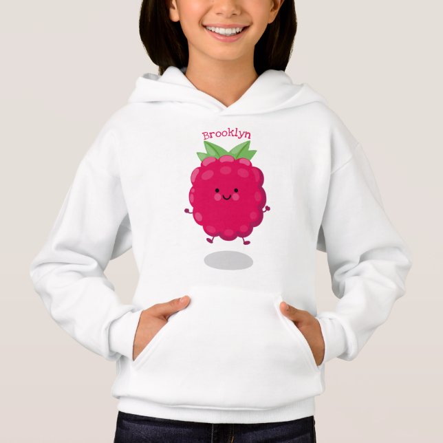 Tecknad av cute lycklig-hallon t shirt (Framsida)