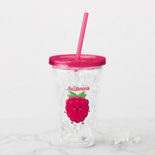 Tecknad av cute lycklig-hallon take away mugg