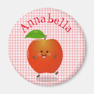 Tecknad av Cute lycklig kawaii-äpple Magnet