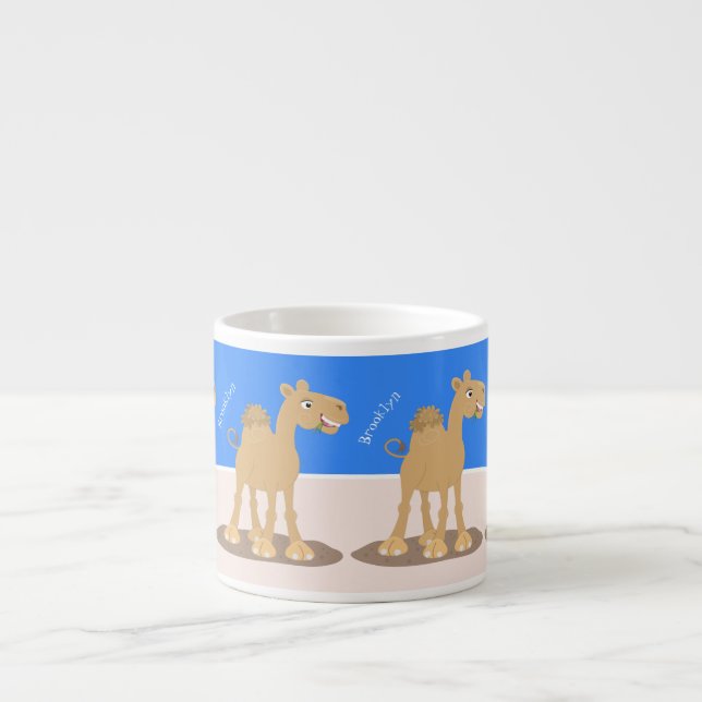 Tecknad av Cute lycklig-leende kamel Espressomugg (Framsidan)