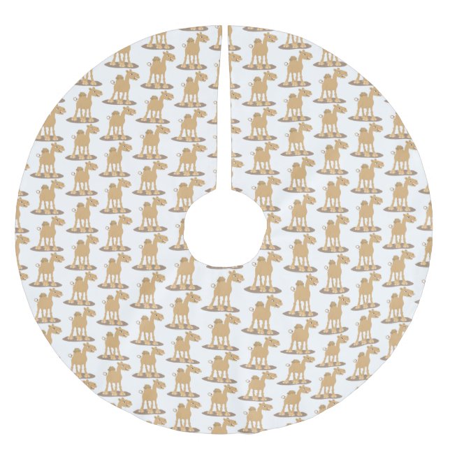 Tecknad av Cute lycklig-leende kamel Julgransmatta Borstad Polyester (Framsidan)