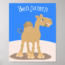 Tecknad av Cute lycklig-leende kamel Poster