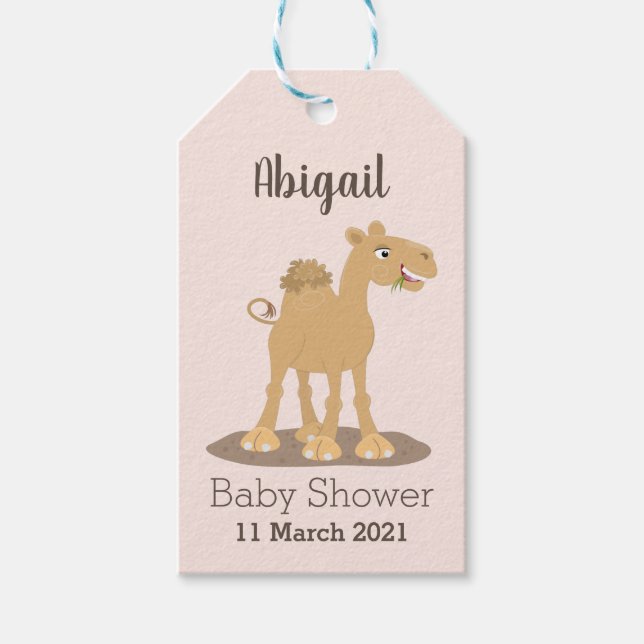 Tecknad av Cute lycklig-leende kamel Presentetikett (Framsidan)