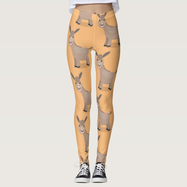 Tecknad av Cute lycklig mini-donkey Leggings (Framsida)