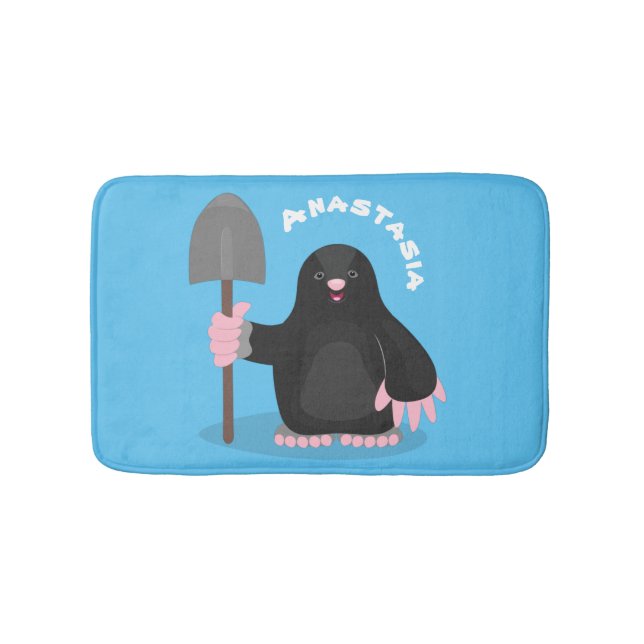 Tecknad av Cute lycklig-mole Badrumsmatta (Framsidan)
