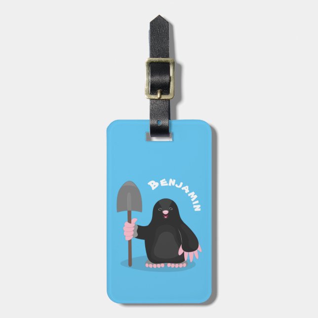 Tecknad av Cute lycklig-mole Bagagebricka (Vertikal Framsida)
