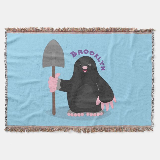 Tecknad av Cute lycklig-mole Filt (Framsidan)