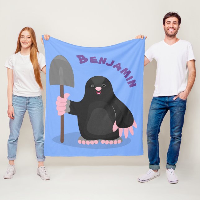 Tecknad av Cute lycklig-mole Fleecefilt (På plats)