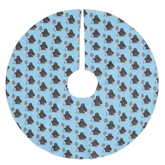 Tecknad av Cute lycklig-mole Julgransmatta Borstad Polyester (Framsidan)
