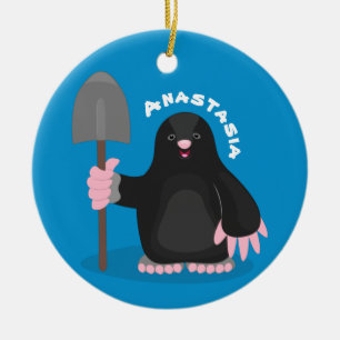 Tecknad av Cute lycklig-mole Julgransprydnad Keramik