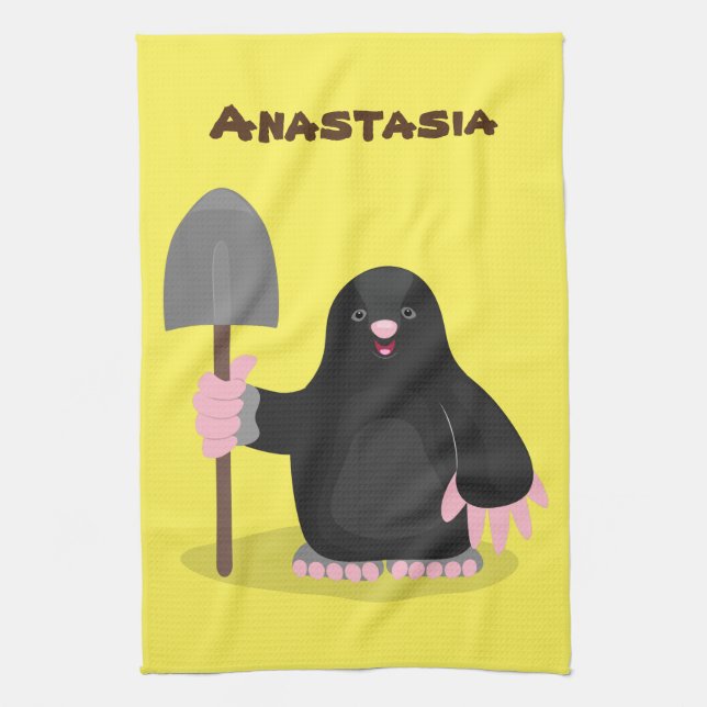 Tecknad av Cute lycklig-mole Kökshandduk (Vertikal)