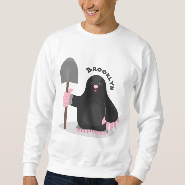 Tecknad av Cute lycklig-mole Lång Ärmad Tröja (Framsida)