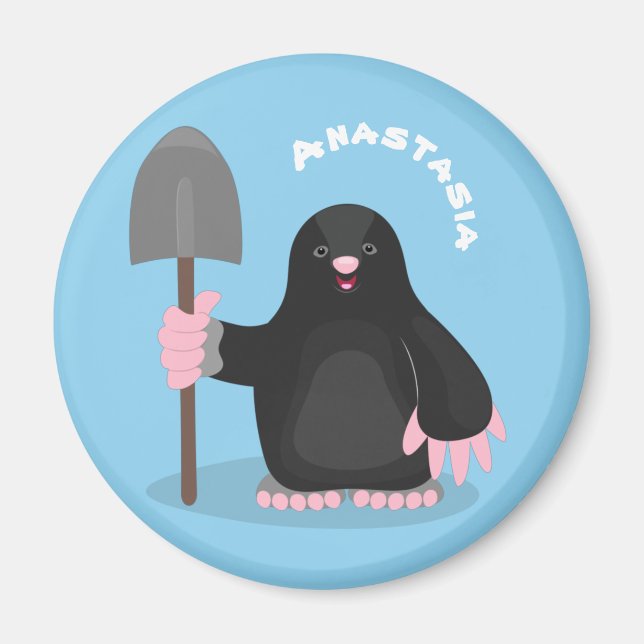 Tecknad av Cute lycklig-mole Magnet (Framsidan)