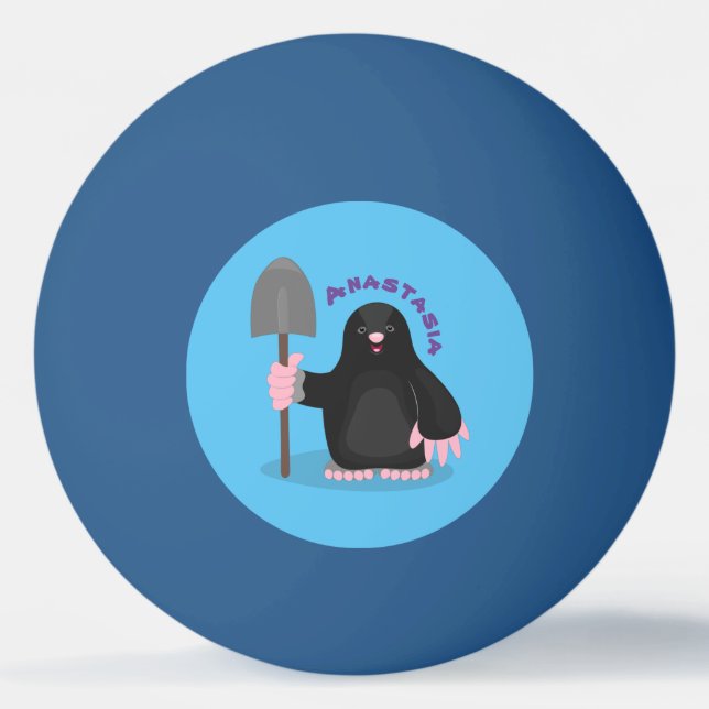 Tecknad av Cute lycklig-mole Pingisboll (Framsidan)