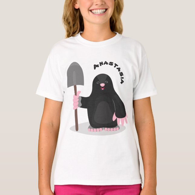 Tecknad av Cute lycklig-mole T Shirt (Framsida)
