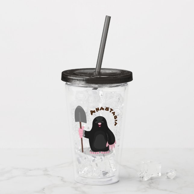Tecknad av Cute lycklig-mole Take Away Mugg (Baksida Ice)