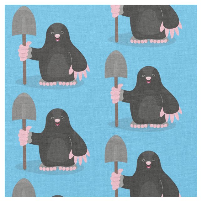 Tecknad av Cute lycklig-mole Tyg (Närbild)