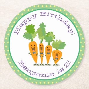 Tecknad av Cute lycklig-morötter Underlägg Papper Rund