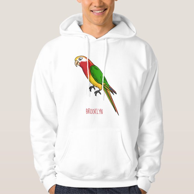 Tecknad av Cute lycklig-papegoja Hoodie (Framsida)