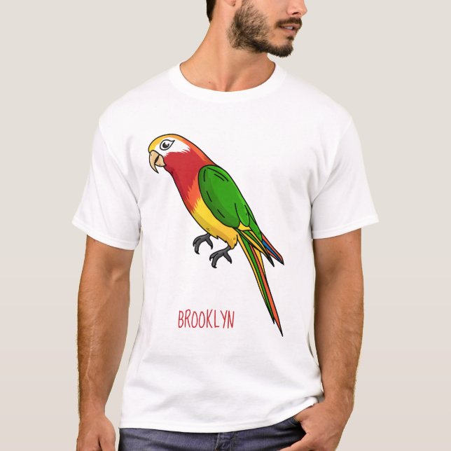 Tecknad av Cute lycklig-papegoja T Shirt (Framsida)