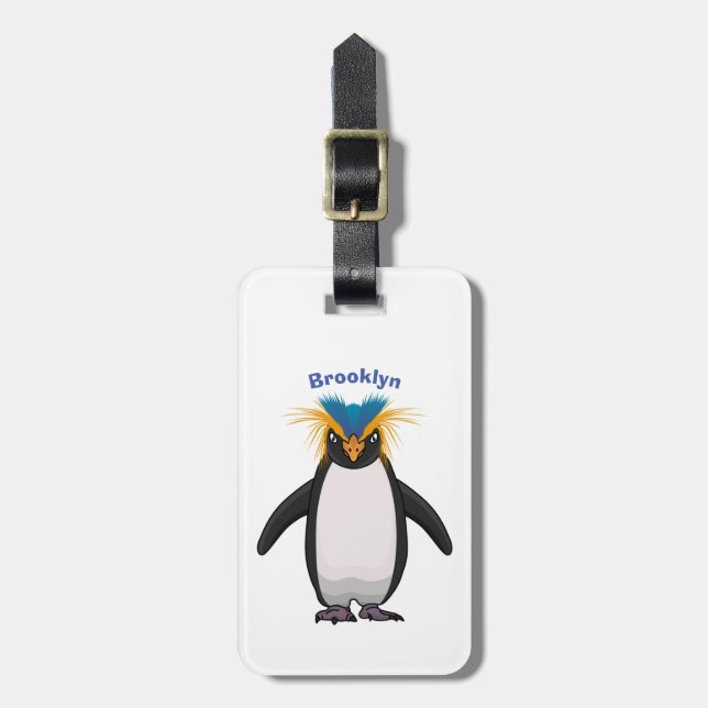 Tecknad av Cute macaroni penguin Bagagebricka (Vertikal Framsida)