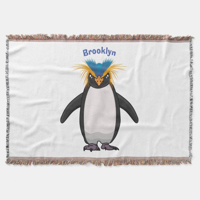 Tecknad av Cute macaroni penguin Filt (Framsidan)