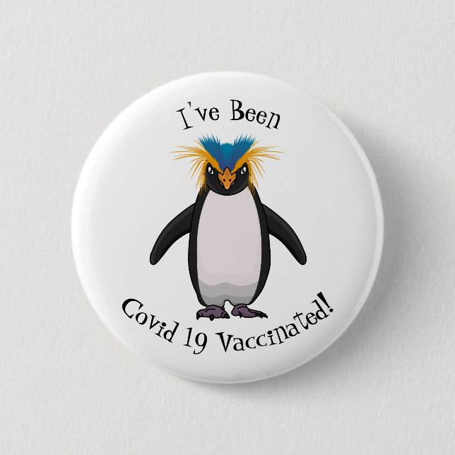 Tecknad av Cute macaroni penguin Knapp (Framsida)