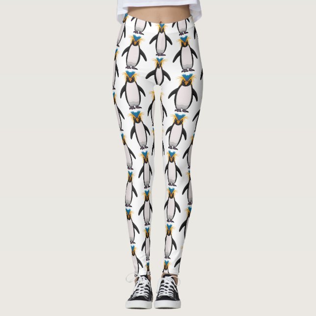 Tecknad av Cute macaroni penguin Leggings (Framsida)