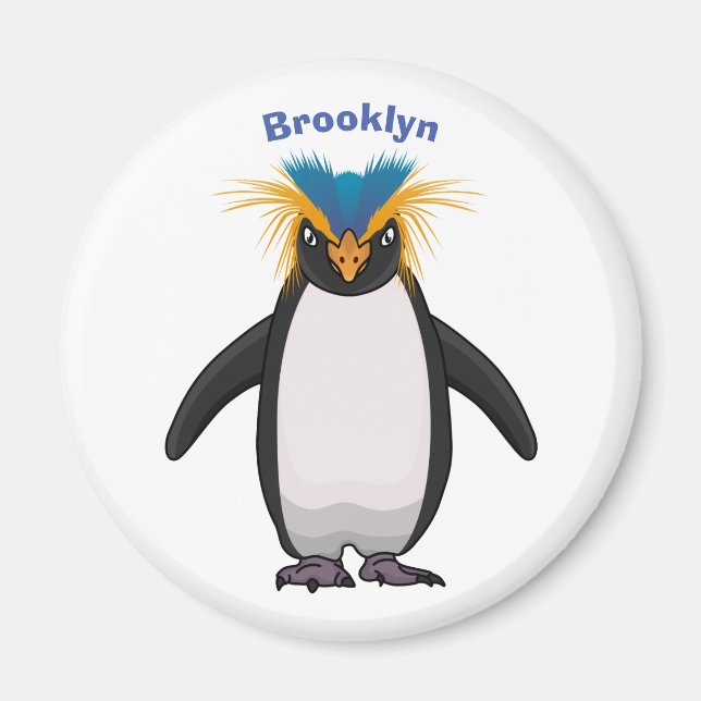 Tecknad av Cute macaroni penguin Magnet (Framsidan)