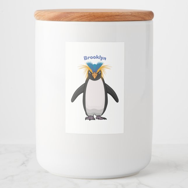 Tecknad av Cute macaroni penguin Mat Etikett (Framsida)