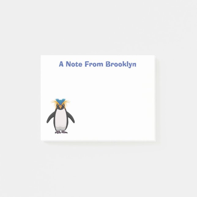 Tecknad av Cute macaroni penguin Post-it Block (Framsida)