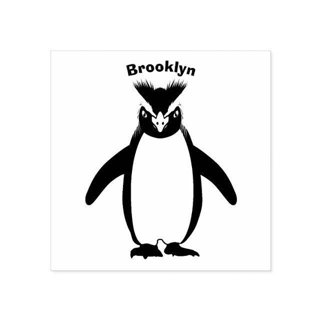 Tecknad av Cute macaroni penguin Stämpel (Tryck)