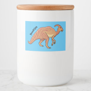 Tecknad av Cute parasaurolophus dinosaur Mat Etiketter