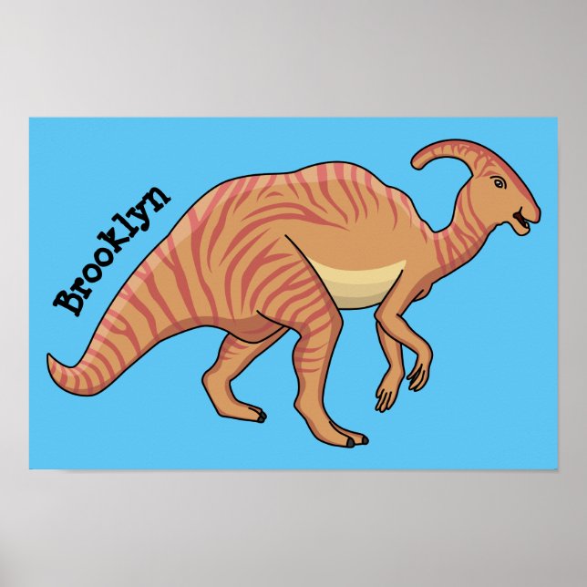 Tecknad av Cute parasaurolophus dinosaur Poster (Framsidan)