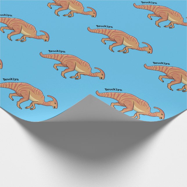 Tecknad av Cute parasaurolophus dinosaur Presentpapper (Hörn)