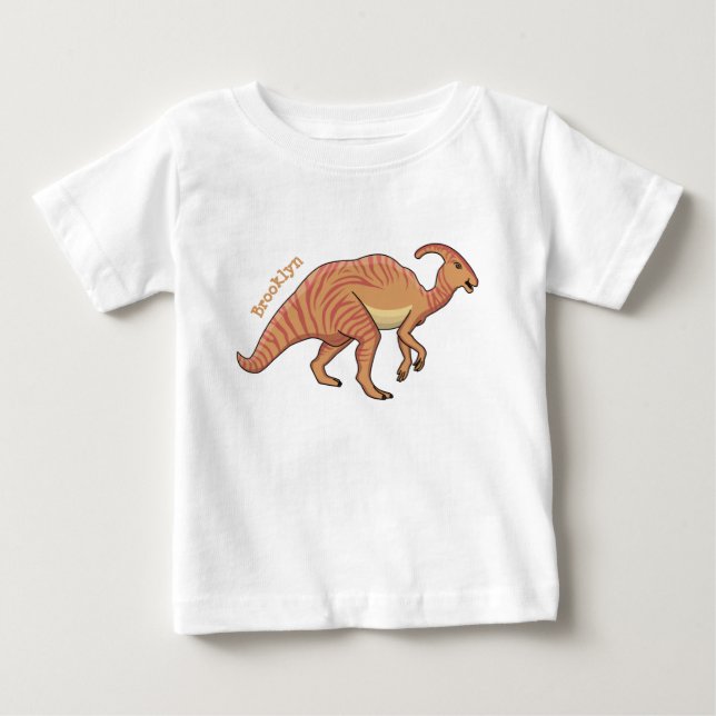 Tecknad av Cute parasaurolophus dinosaur T Shirt (Framsida)