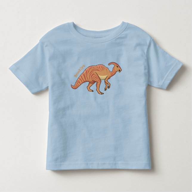 Tecknad av Cute parasaurolophus dinosaur T Shirt (Framsida)