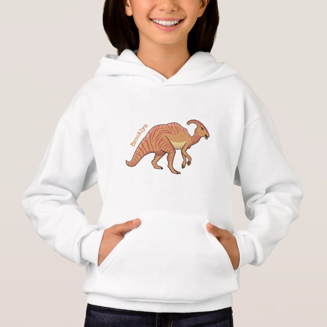 Tecknad av Cute parasaurolophus dinosaur T Shirt (Framsida)