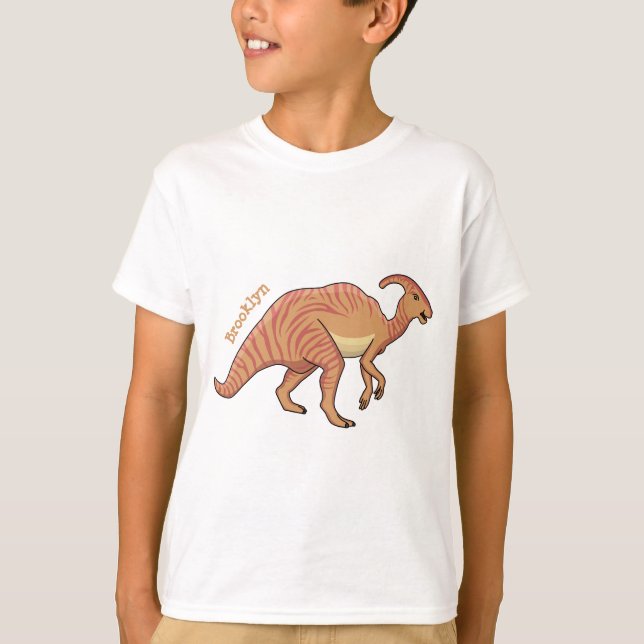 Tecknad av Cute parasaurolophus dinosaur T Shirt (Framsida)