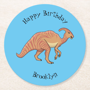 Tecknad av Cute parasaurolophus dinosaur Underlägg Papper Rund