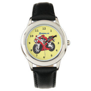 Tecknad av Cute Red Sport motorcle Armbandsur