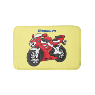 Tecknad av Cute Red Sport motorcle Badrumsmatta