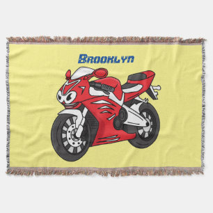 Tecknad av Cute Red Sport motorcle Filt
