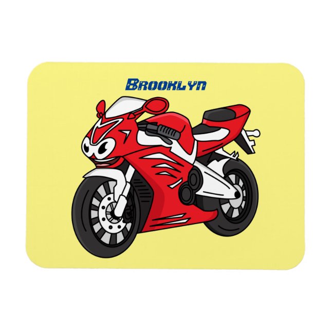 Tecknad av Cute Red Sport motorcle Magnet (Horisontell)