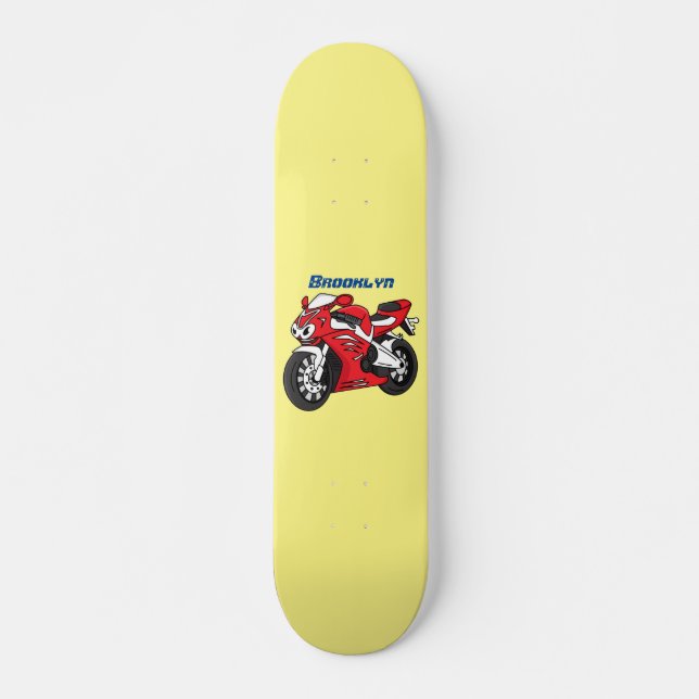 Tecknad av Cute Red Sport motorcle Mini Skateboard Bräda 18,5 Cm (Framsida)