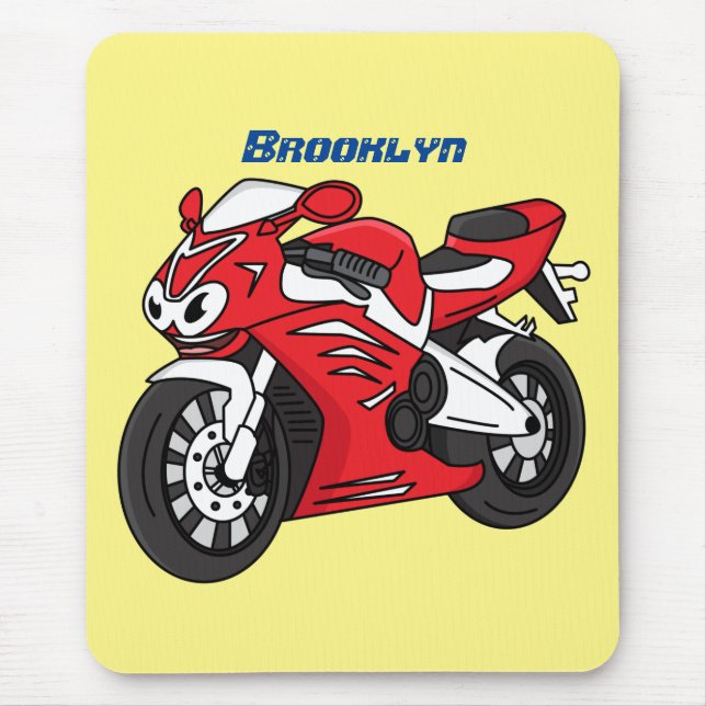 Tecknad av Cute Red Sport motorcle Musmatta (Framsidan)