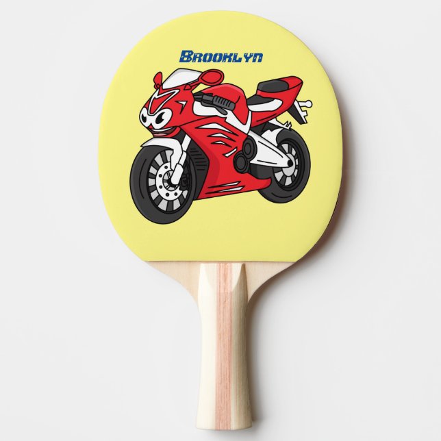 Tecknad av Cute Red Sport motorcle Pingisracket (Framsidan)